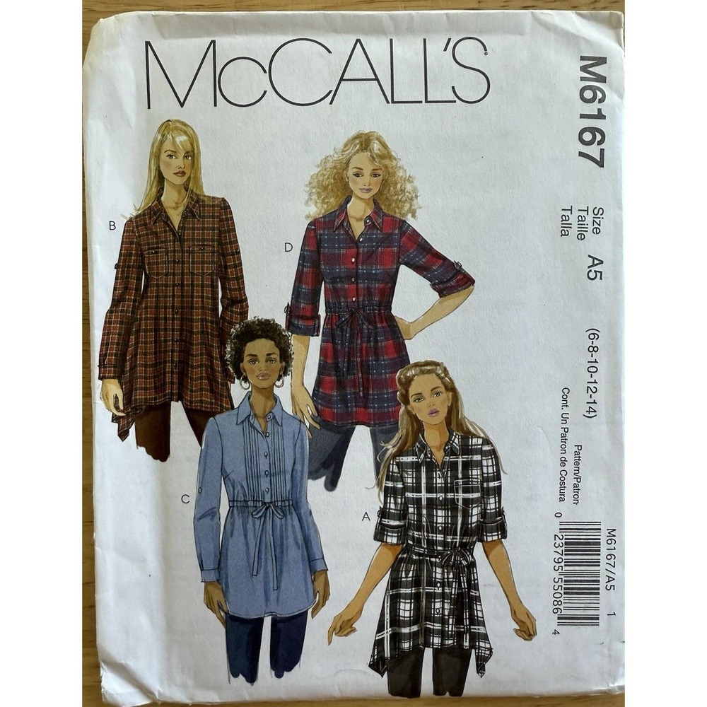 McCall's Sewing Pattern M6167 - Misses' Tunics & Sash Size 6-14 Uncut FF